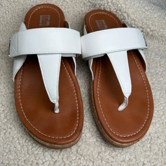 Fitflop Remi Adjustable Toe-Thongs Urban White Leather Size US 08 - Picture 3 of 15